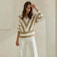 Ivory / Taupe Striped Dolman Sleeve Sweater - Purpose + Passion Boutique