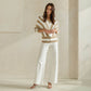 Ivory / Taupe Striped Dolman Sleeve Sweater - Purpose + Passion Boutique