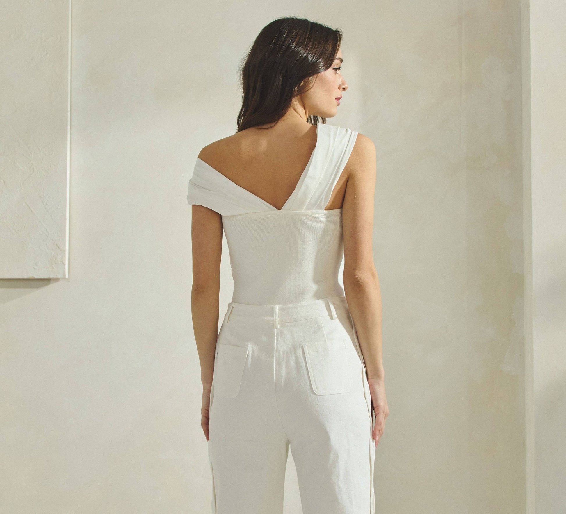 Ivory Twisted Front Bodysuit - Purpose + Passion Boutique