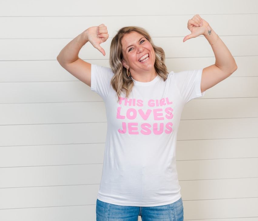 This Girl Loves Jesus Short Sleeve Graphic Tee