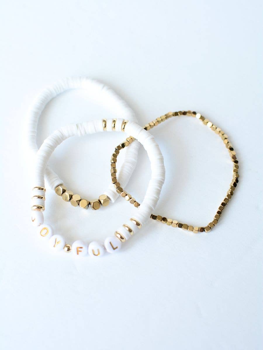 JOYFUL Gold Beaded Bracelet Trio - Purpose + Passion Boutique