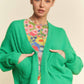 Kelly Green Loose Fit Pockets Cardigan - Purpose + Passion Boutique