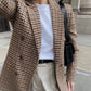 Khaki Check Double - Breasted Blazer - Purpose + Passion Boutique