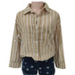 Khaki Contrast Striped Shirt With Pocket - Purpose + Passion Boutique