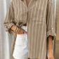 Khaki Contrast Striped Shirt With Pocket - Purpose + Passion Boutique