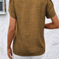 Khaki Half Open Collar Embossed Blouse - Purpose + Passion Boutique