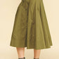 Khaki Pleated Midi Skirt with Tie - Purpose + Passion Boutique