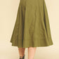 Khaki Pleated Midi Skirt with Tie - Purpose + Passion Boutique