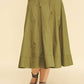Khaki Pleated Midi Skirt with Tie - Purpose + Passion Boutique