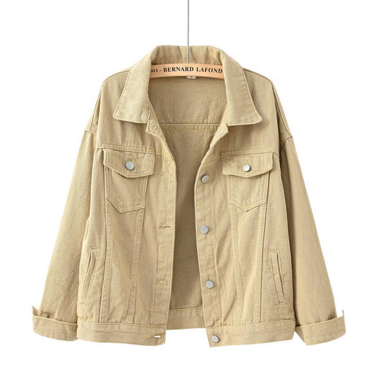 Khaki Slim Cropped Denim Jacket - Purpose + Passion Boutique