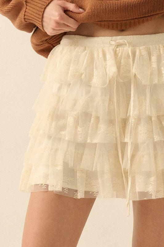 Lace and Tulle Tiered Ruffle Mini Skirt - Purpose + Passion Boutique