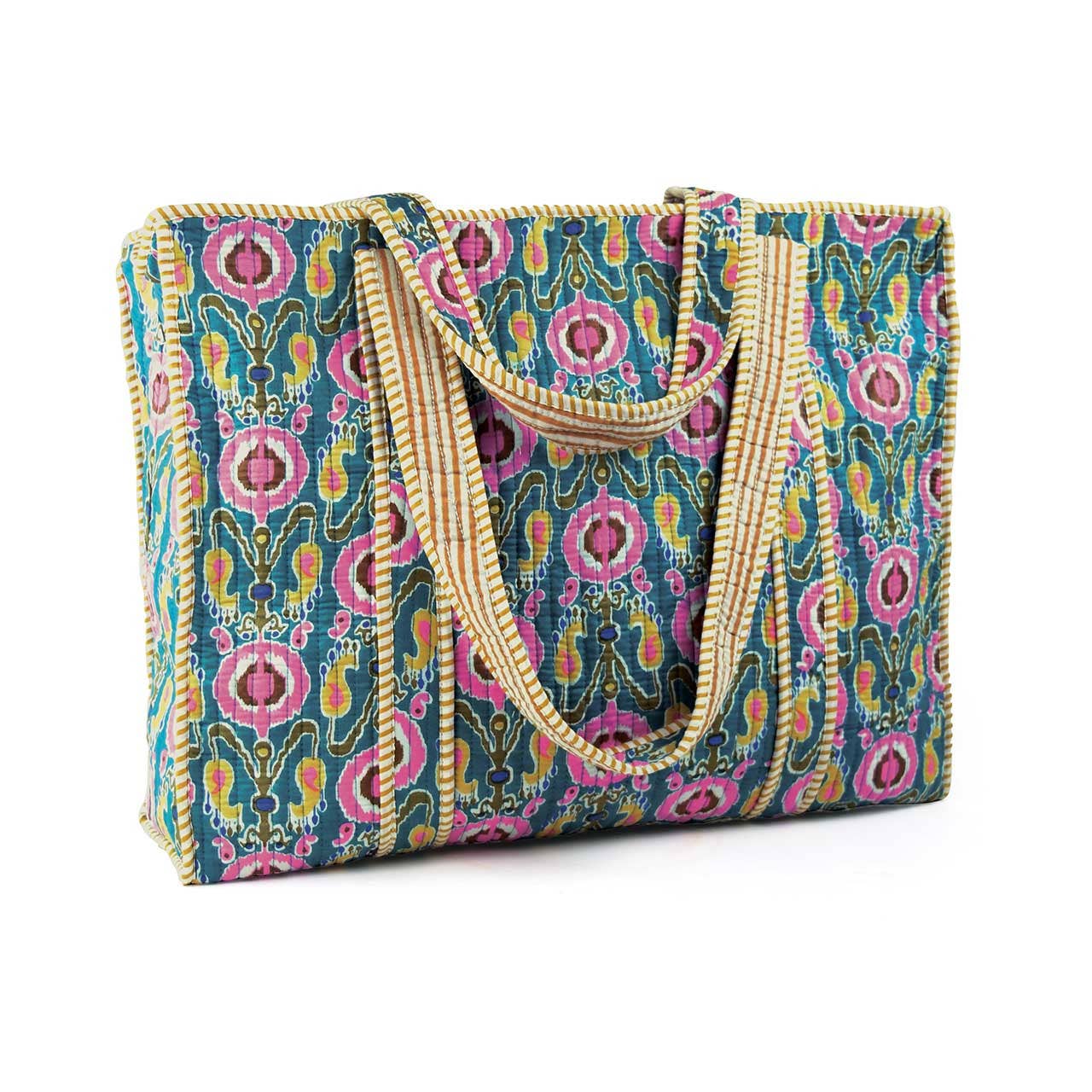 Lagoon Paisley Ikat Quilted Tote - Purpose + Passion Boutique