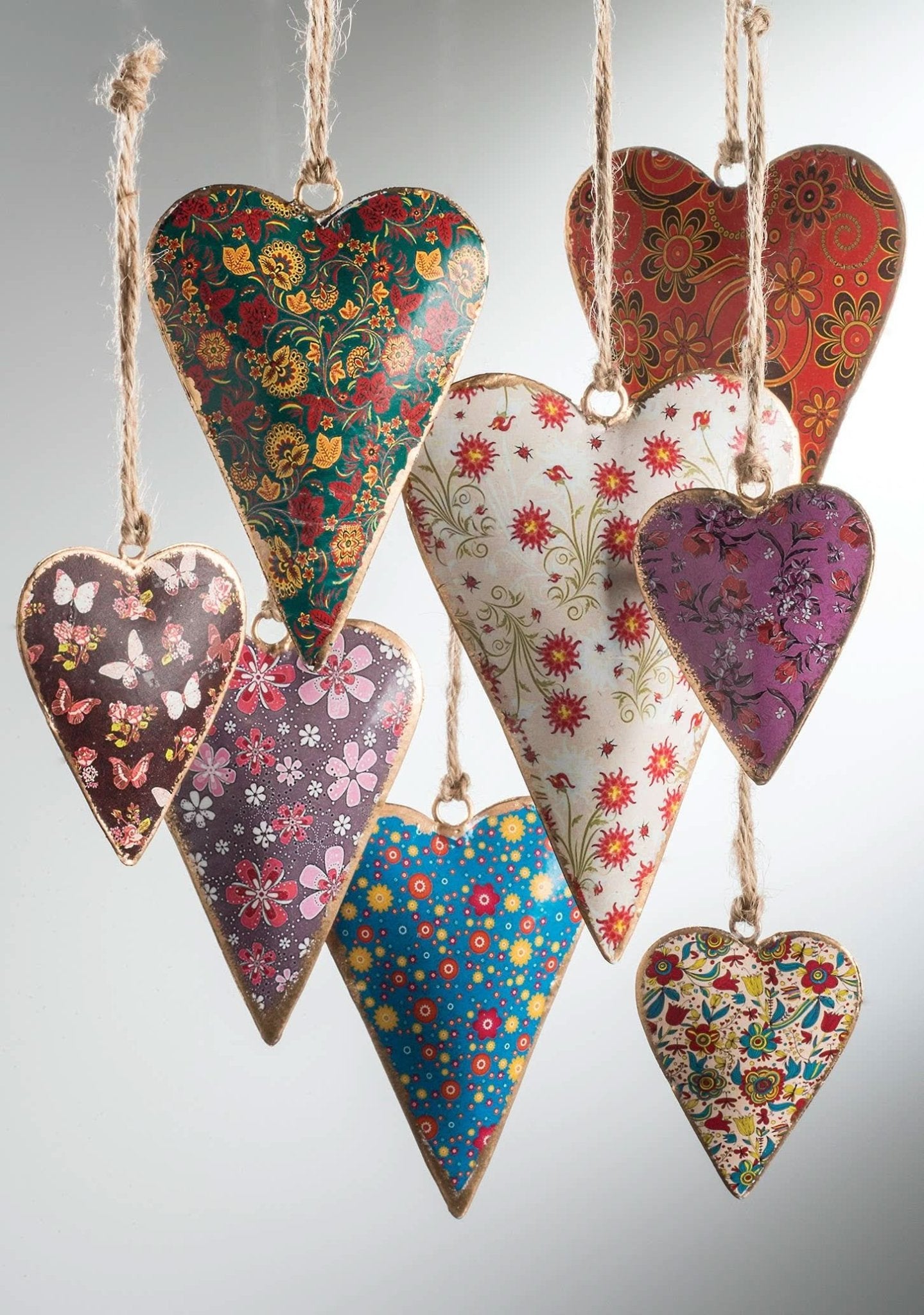 Large Floral Design Metal Hanging Heart - Purpose + Passion Boutique