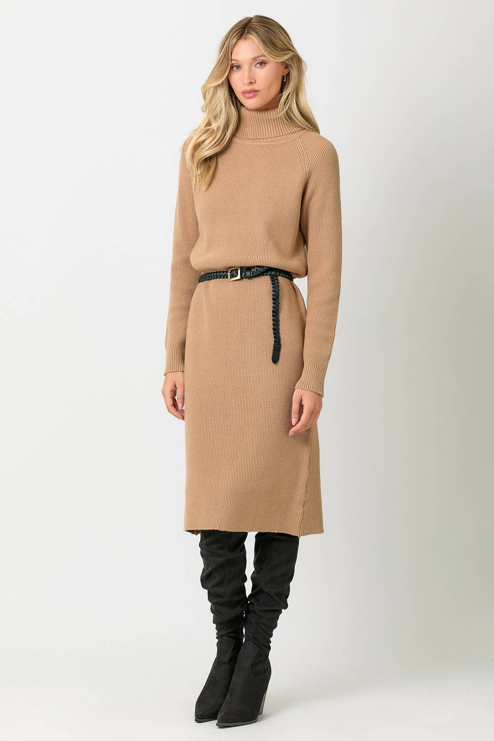 Latte Turtleneck Sweater Dress - Purpose + Passion Boutique