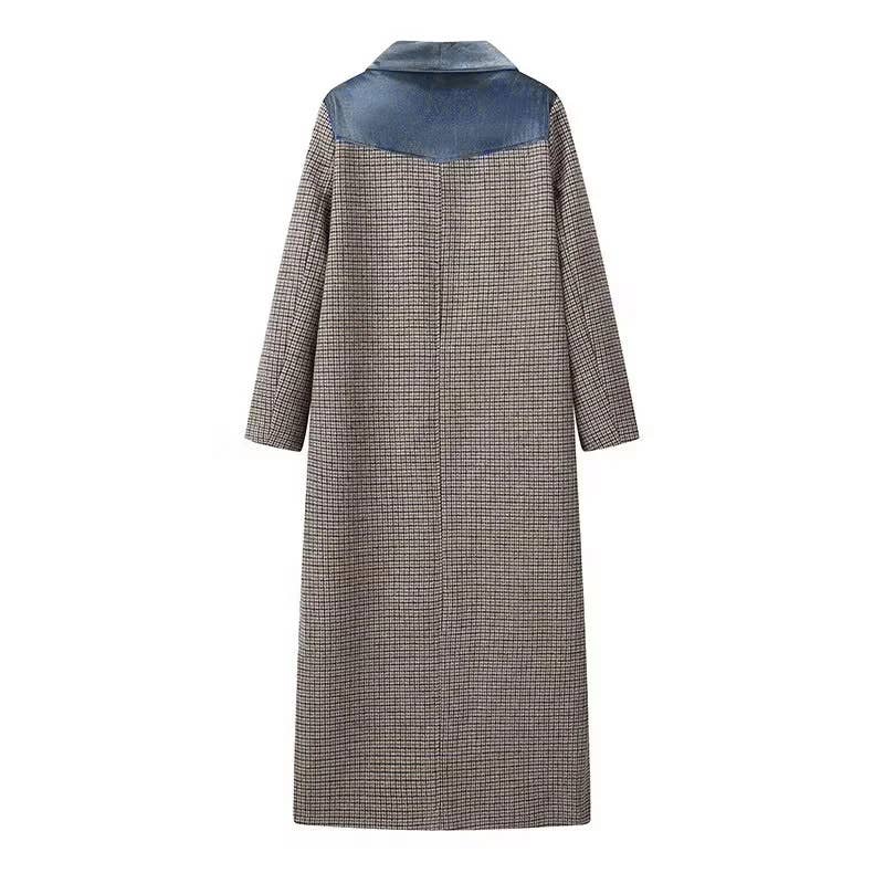 Lattice Lapel Plaid Velvet Lined Long Trench Coat - Purpose + Passion Boutique