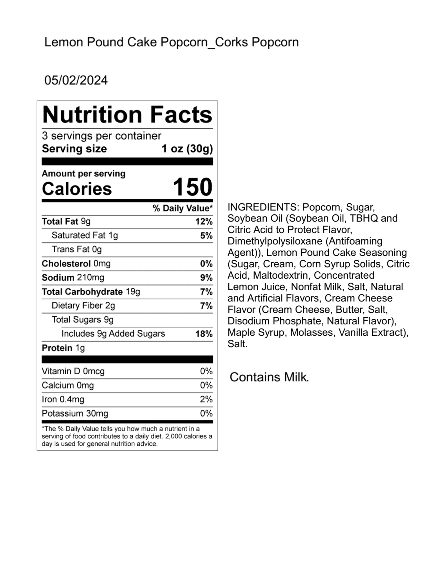 Lemon Pound Cake Popcorn - 3.0oz - Purpose + Passion Boutique