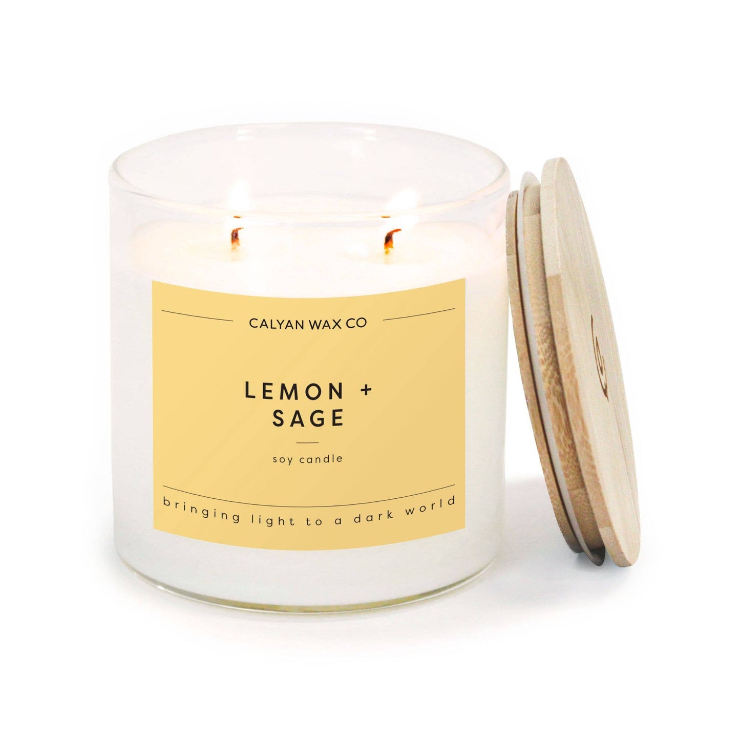 Lemon + Sage | Wood Lid Glass Tumbler Soy Candle - Purpose + Passion Boutique