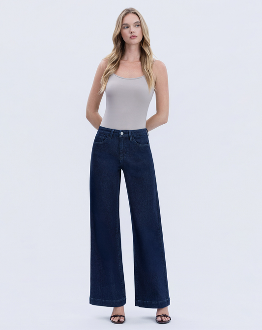 High Rise Seamless Trouser Hem Wide Jeans