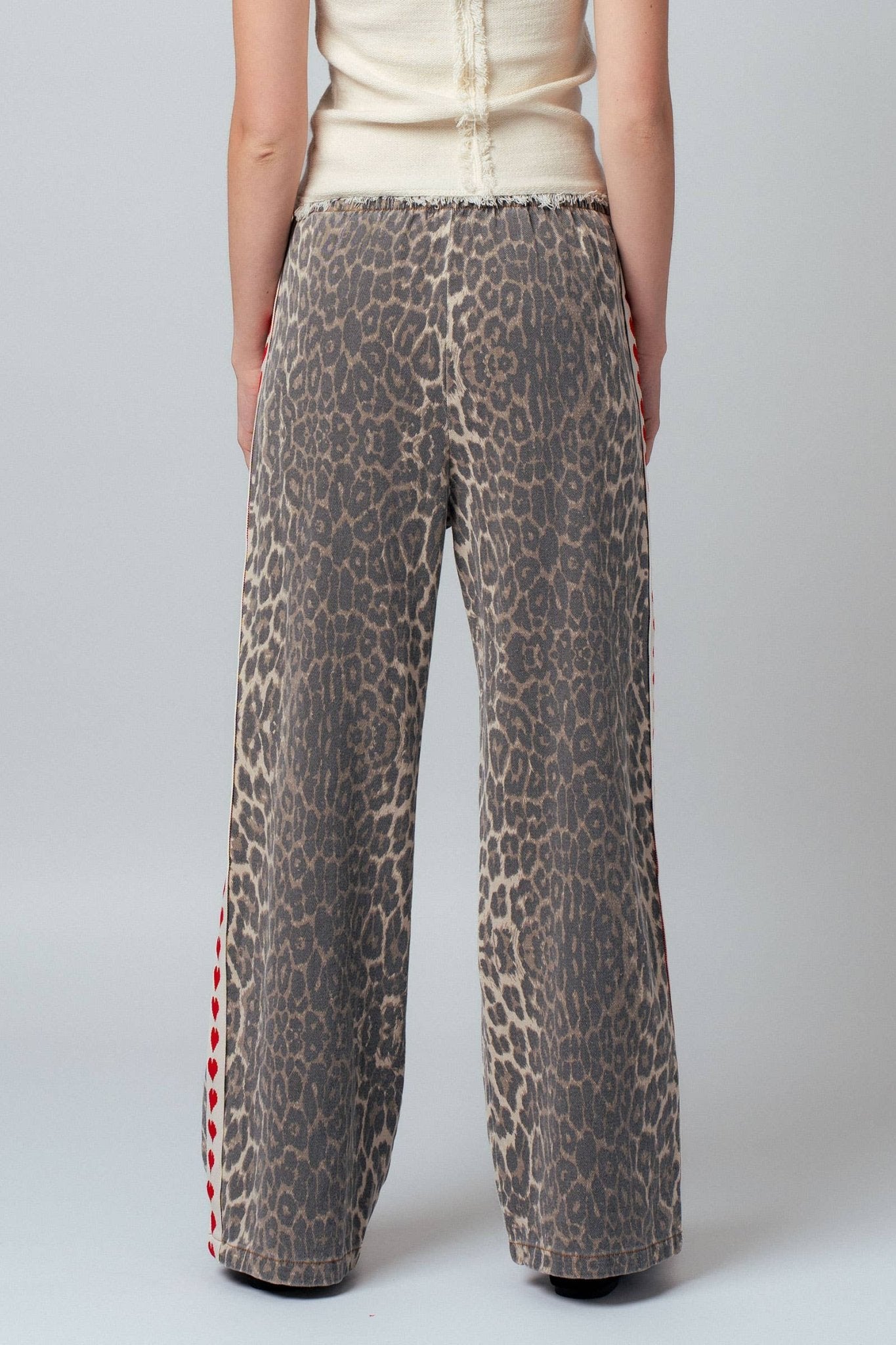 Leopard Print Heart Side Stripe Lounge Pants - Purpose + Passion Boutique