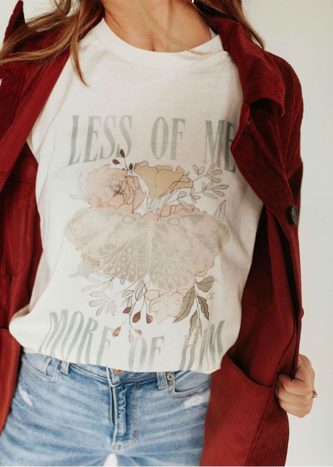 Less Of Me More Of Him Graphic Tee - Purpose + Passion Boutique