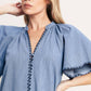 Light Blue Woven V - Neck Flutter Top - Purpose + Passion Boutique