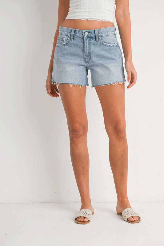 Light Denim Low Rise Relaxed Short - Purpose + Passion Boutique