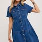 Light Wash Denim Tired Button Front Shirt Dress - Purpose + Passion Boutique