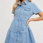 Light Wash Denim Tired Button Front Shirt Dress - Purpose + Passion Boutique