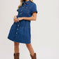 Light Wash Denim Tired Button Front Shirt Dress - Purpose + Passion Boutique