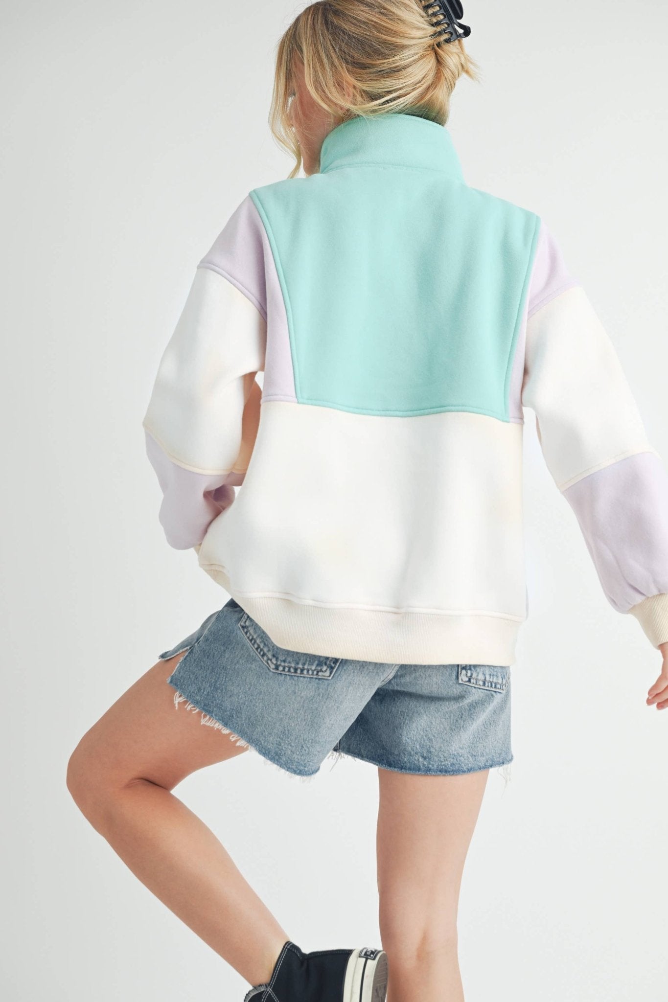 Lilac Seafoam Glo Colorblock Pullover - Purpose + Passion Boutique