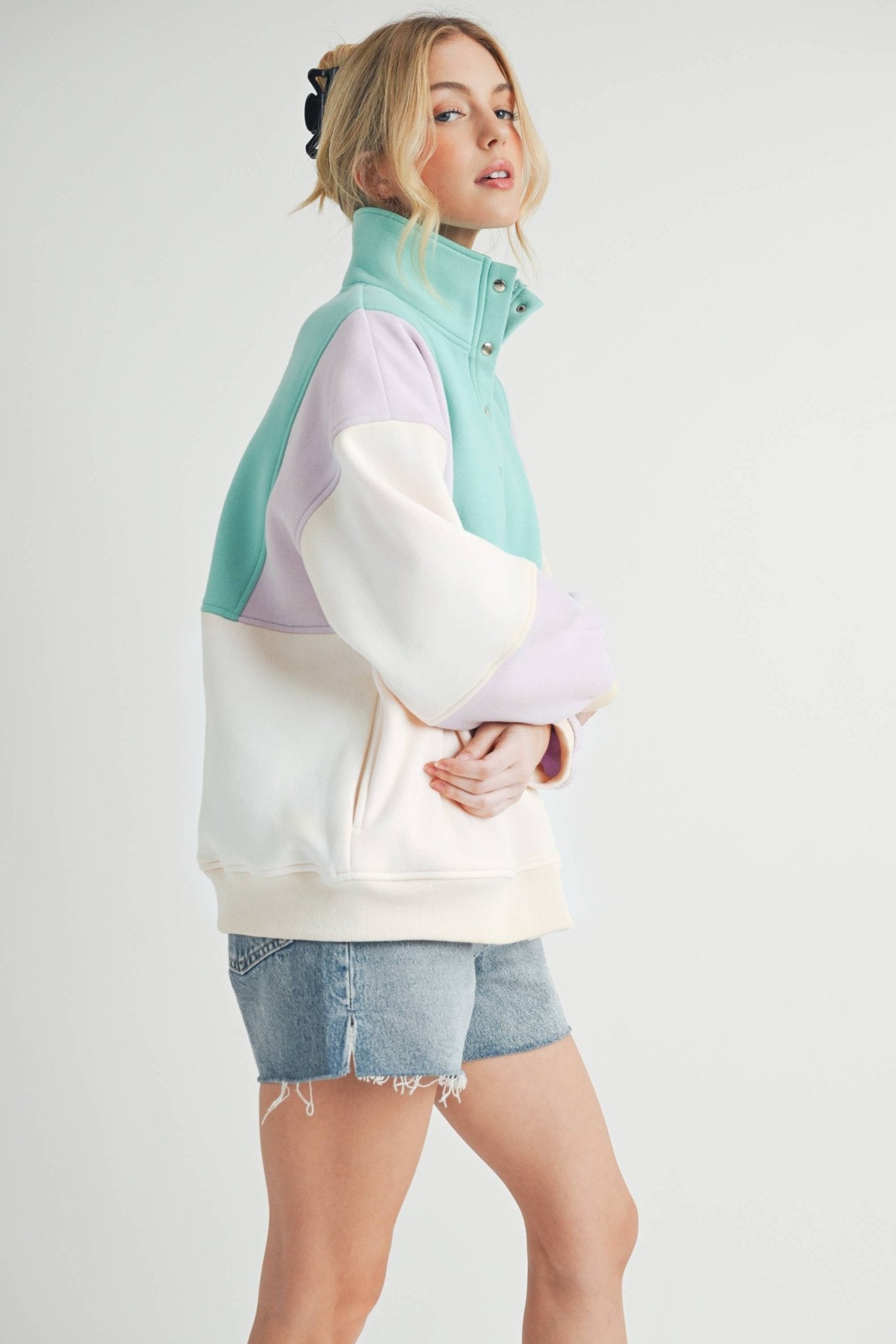 Lilac Seafoam Glo Colorblock Pullover - Purpose + Passion Boutique