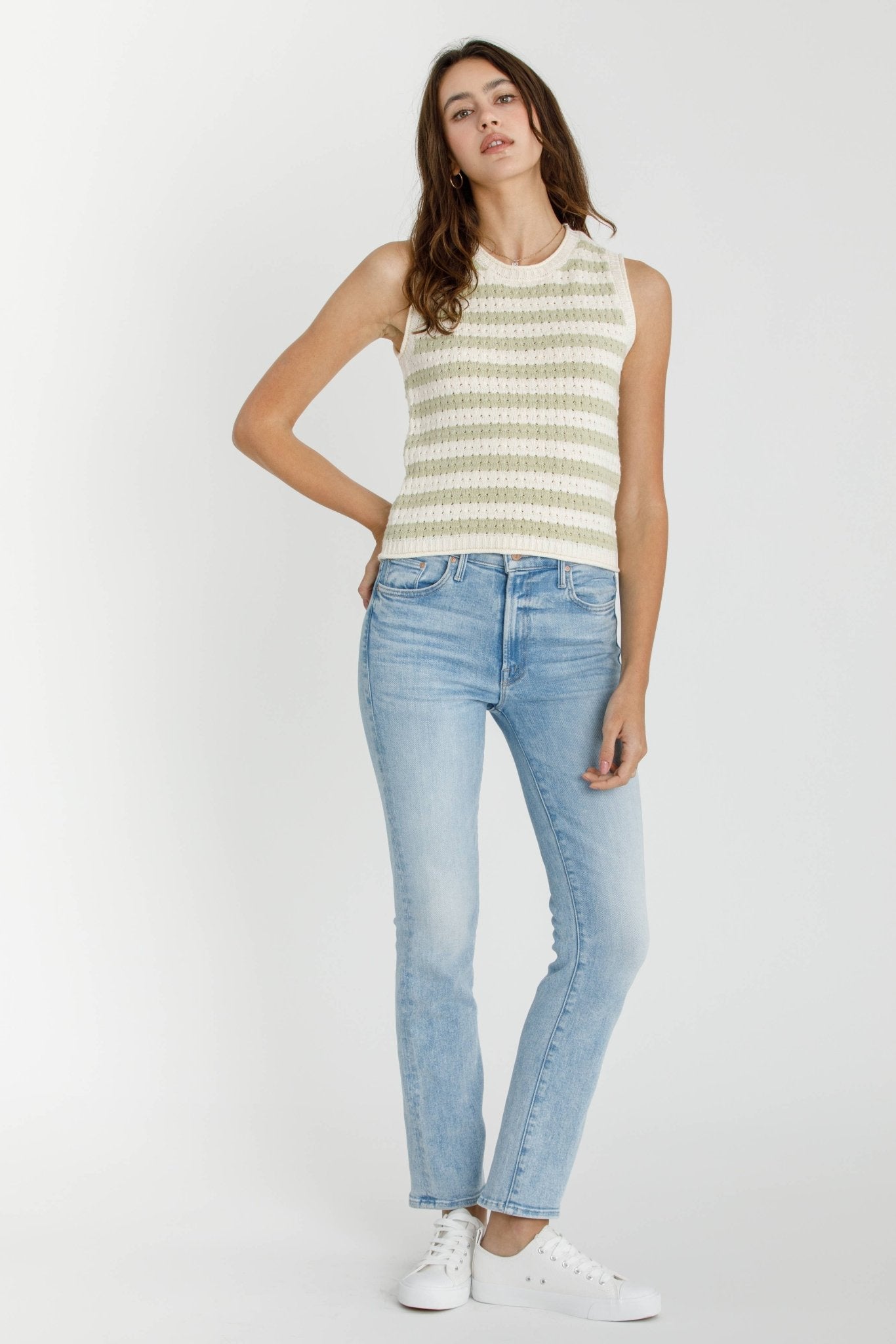 Lime Striped Crew Neck Sweater - Purpose + Passion Boutique