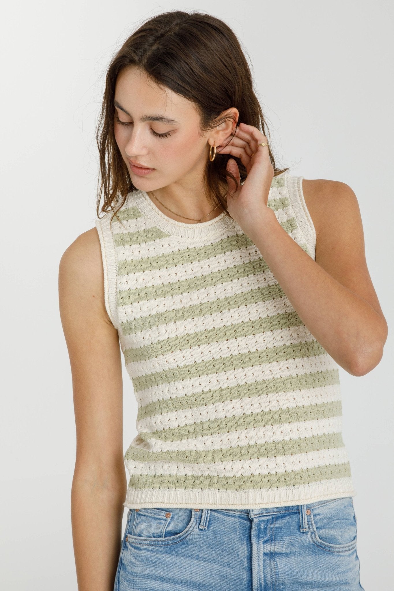 Lime Striped Crew Neck Sweater - Purpose + Passion Boutique