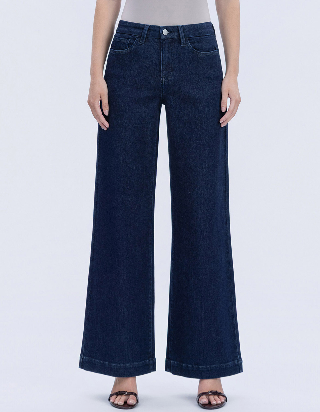 High Rise Seamless Trouser Hem Wide Jeans