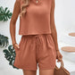 Linen Back Button Detail Crop Top + Shorts Set - Purpose + Passion Boutique