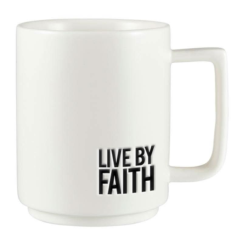 Live By Faith Matte Cream Cafe Mug - Purpose + Passion Boutique