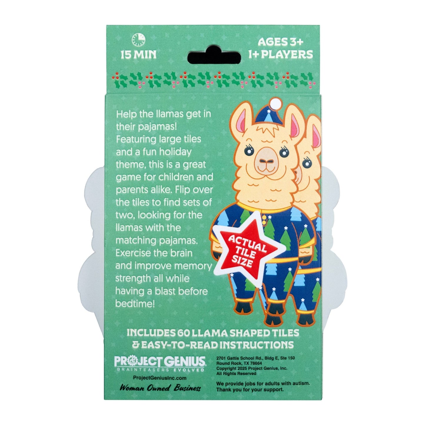 Llamas in Holiday Pajamas: Christmas Matching Game - Purpose + Passion Boutique