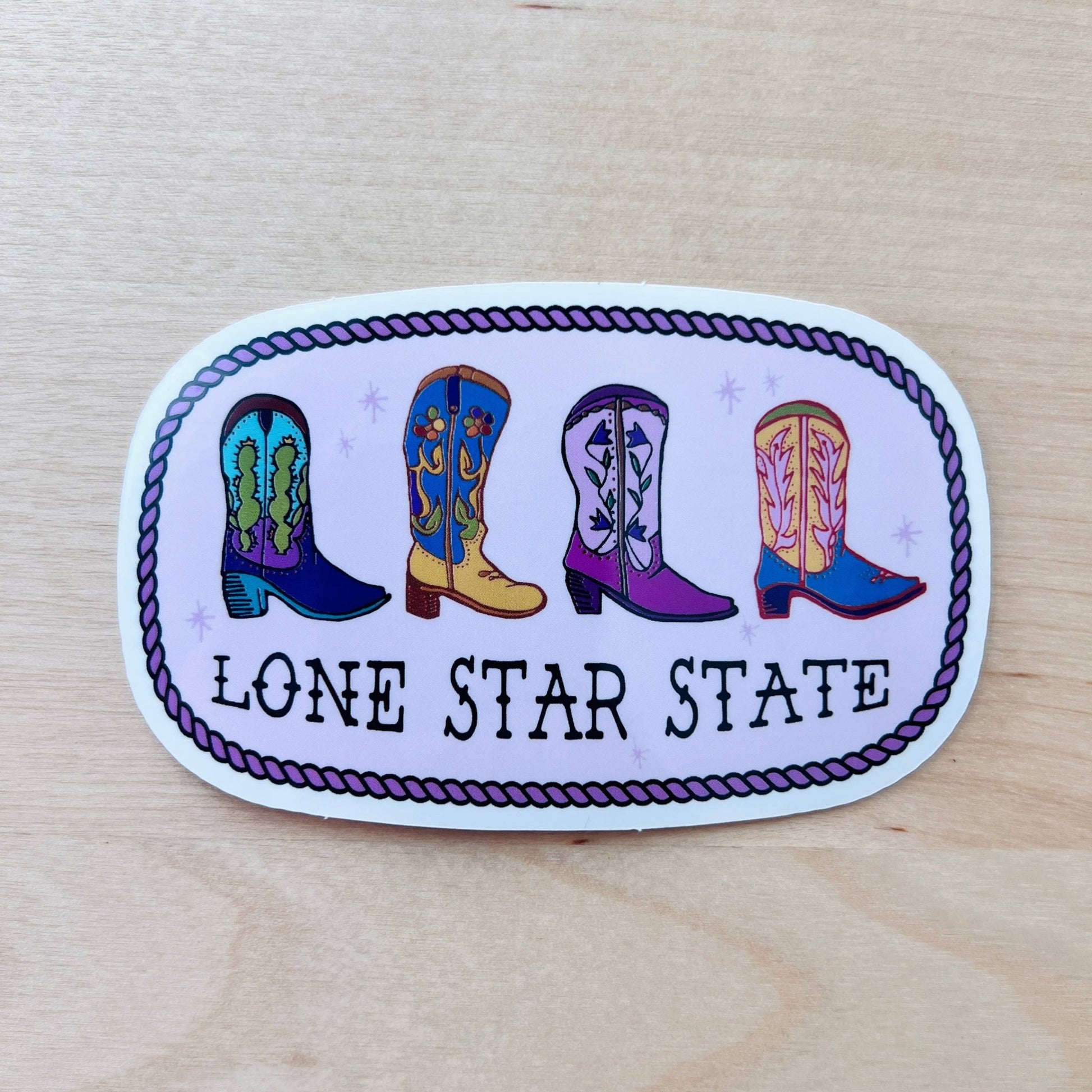 Lone Star State Buckle Boots Texas Sticker - Purpose + Passion Boutique