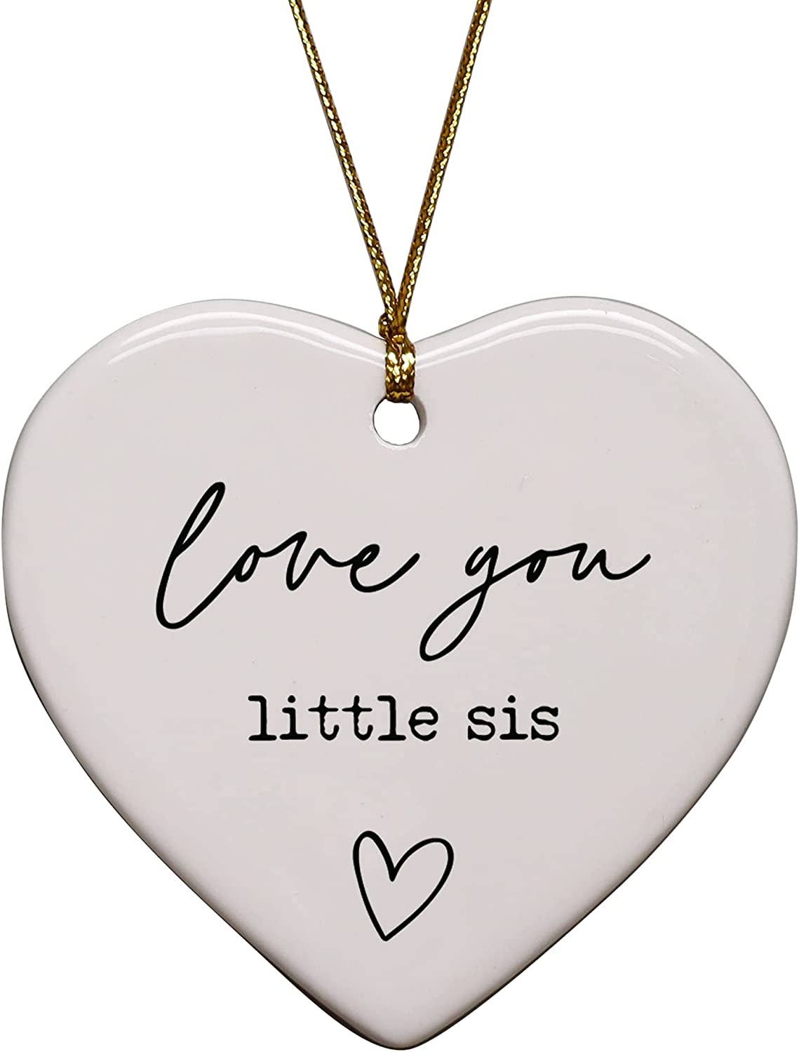 Love You Little Sis Heart Ornament - Purpose + Passion Boutique