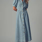 Lt. Denim Button - Down Puff Sleeve Denim Midi Dress - Purpose + Passion Boutique