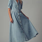 Lt. Denim Button - Down Puff Sleeve Denim Midi Dress - Purpose + Passion Boutique