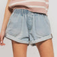 Lt. Denim Elastic Waist Cuffed Print Shorts - Purpose + Passion Boutique