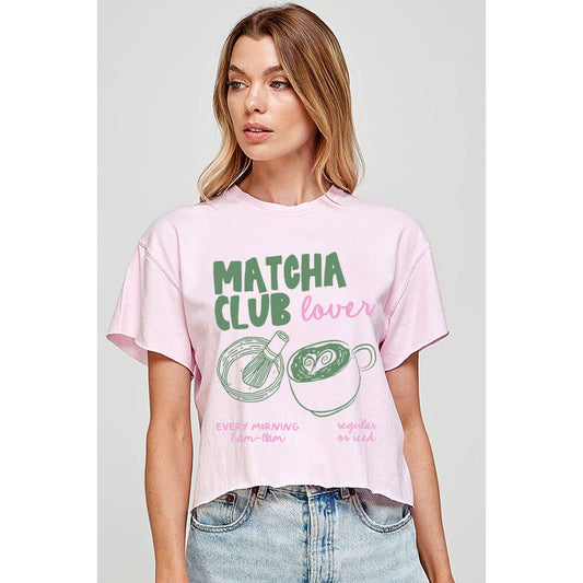 Matcha Club Vintage Graphic Crop Tee - Purpose + Passion Boutique