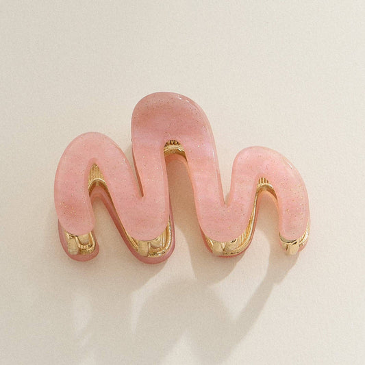 Matte Wavy Claw Clip with Gold Detailing - Purpose + Passion Boutique