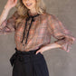 Mauve Contrast Front Tie Plaid Button Down Blouse - Purpose + Passion Boutique