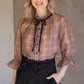 Mauve Contrast Front Tie Plaid Button Down Blouse - Purpose + Passion Boutique