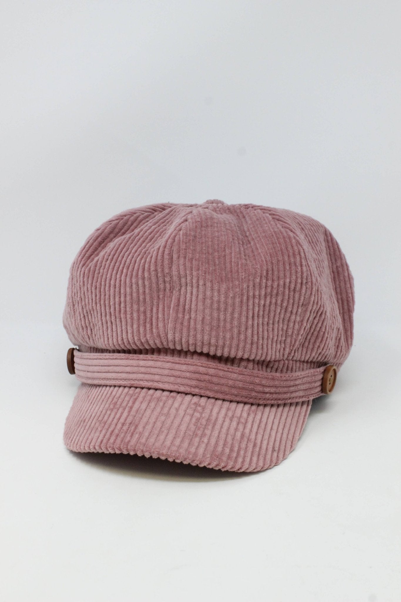 Mauve Corduroy Cabbie Hat with Buttons - Purpose + Passion Boutique