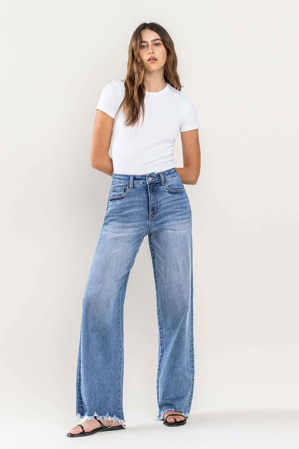 Medim Wash Tummy Control 90's Vintage High Rise Loose Fit Jeans - Purpose + Passion Boutique