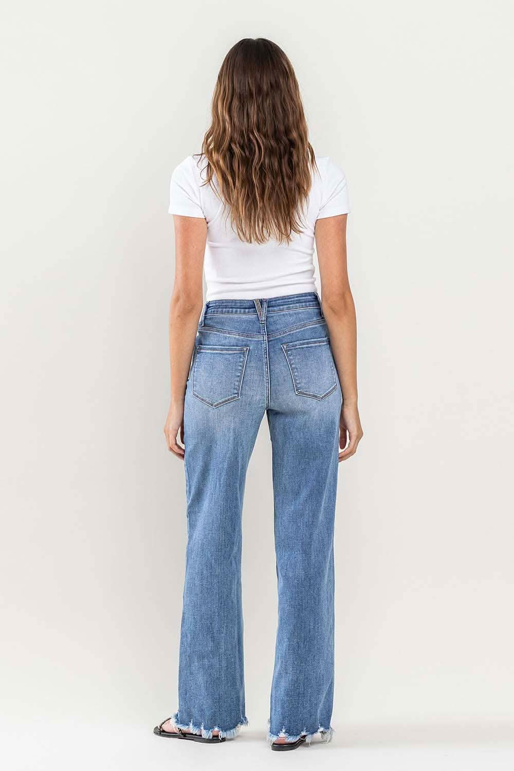 Medim Wash Tummy Control 90's Vintage High Rise Loose Fit Jeans - Purpose + Passion Boutique