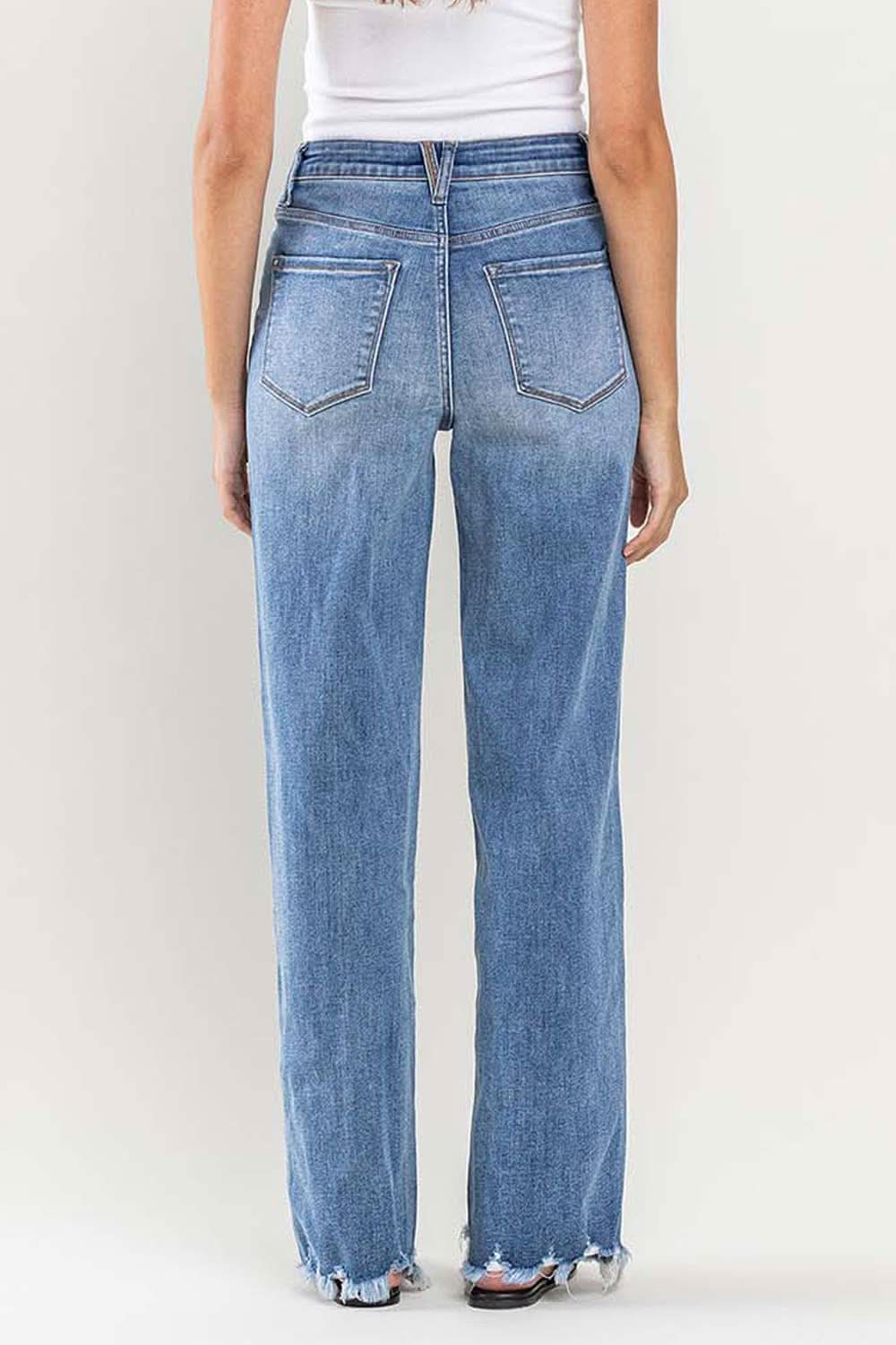 Medim Wash Tummy Control 90's Vintage High Rise Loose Fit Jeans - Purpose + Passion Boutique